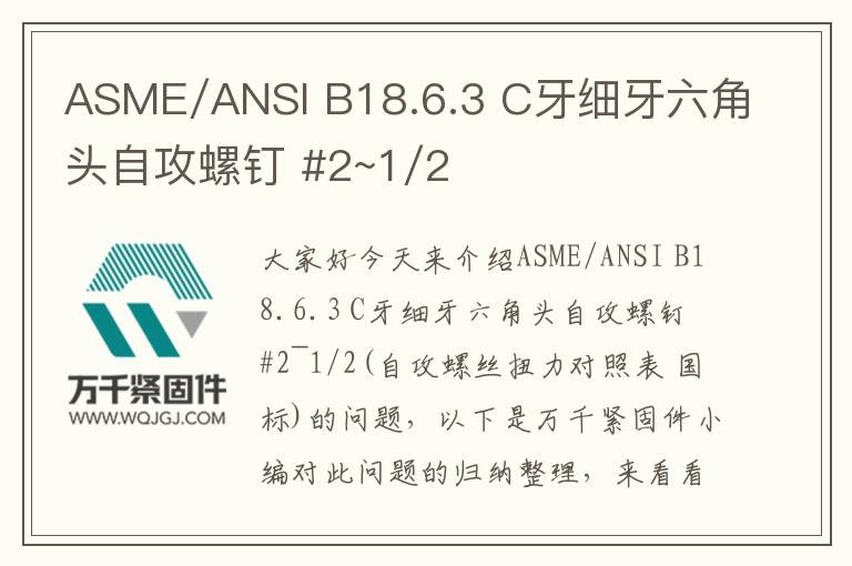 ASME/ANSI B18.6.3 C牙細(xì)牙六角頭自攻螺釘 #2~1/2