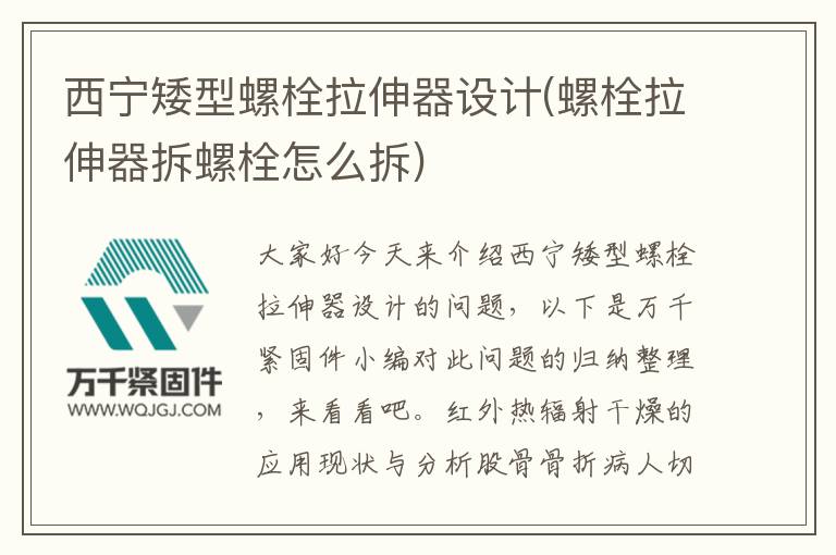 西寧矮型螺栓拉伸器設計(螺栓拉伸器拆螺栓怎么拆)