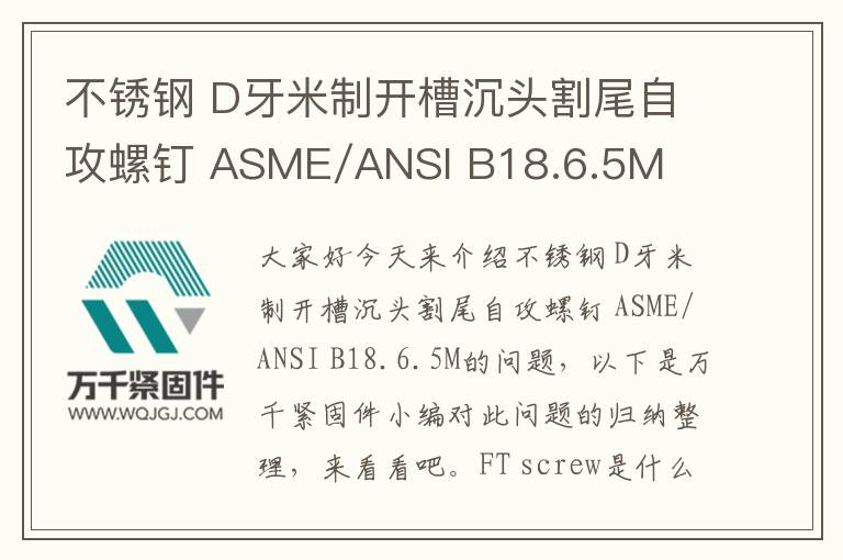 不銹鋼 D牙米制開(kāi)槽沉頭割尾自攻螺釘 ASME/ANSI B18.6.5M